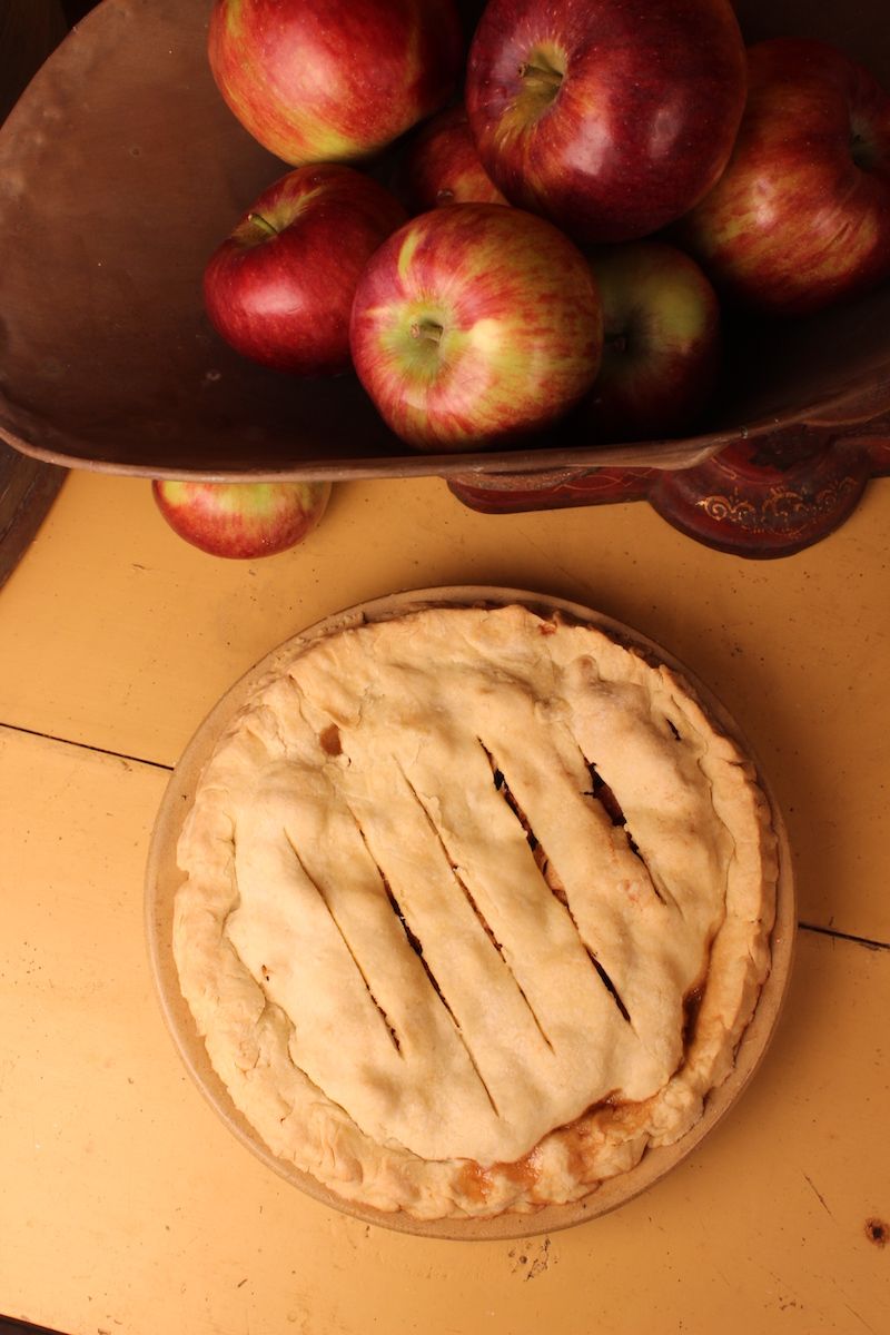 apples on scale with pie winslow tudor