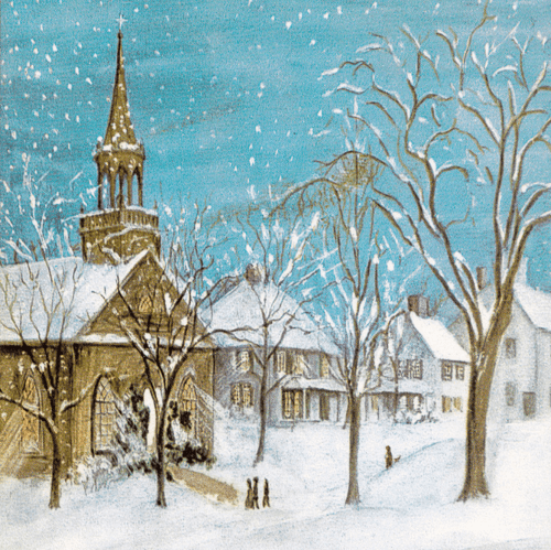 Caspari Single Rare Card: Snow on Christmas